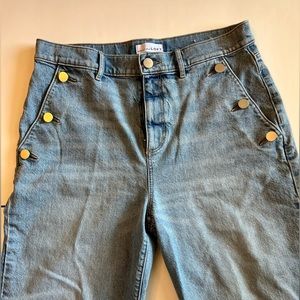 LOFT WIDE LEG CROP FLARE JEANS WITH BUTTON DETAIL